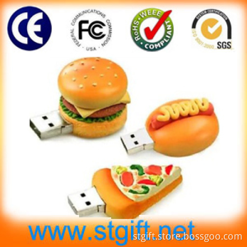 China Manufacturer CE RoHS Standard Hamburg Food USB Flash Disk